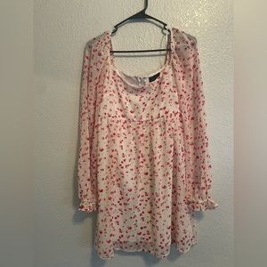 Floral babydoll dress, pink, red and white.